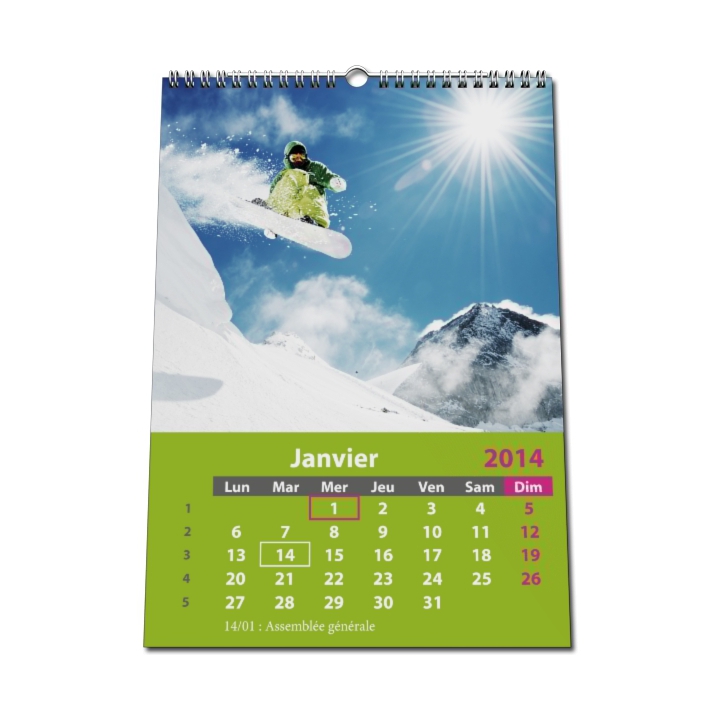 Calendrier entreprise photo personnalisé mural VERT A5,A4 ou A3. Calendrier entreprise photo personnalisé mural VERT A5,A4 ou A3.