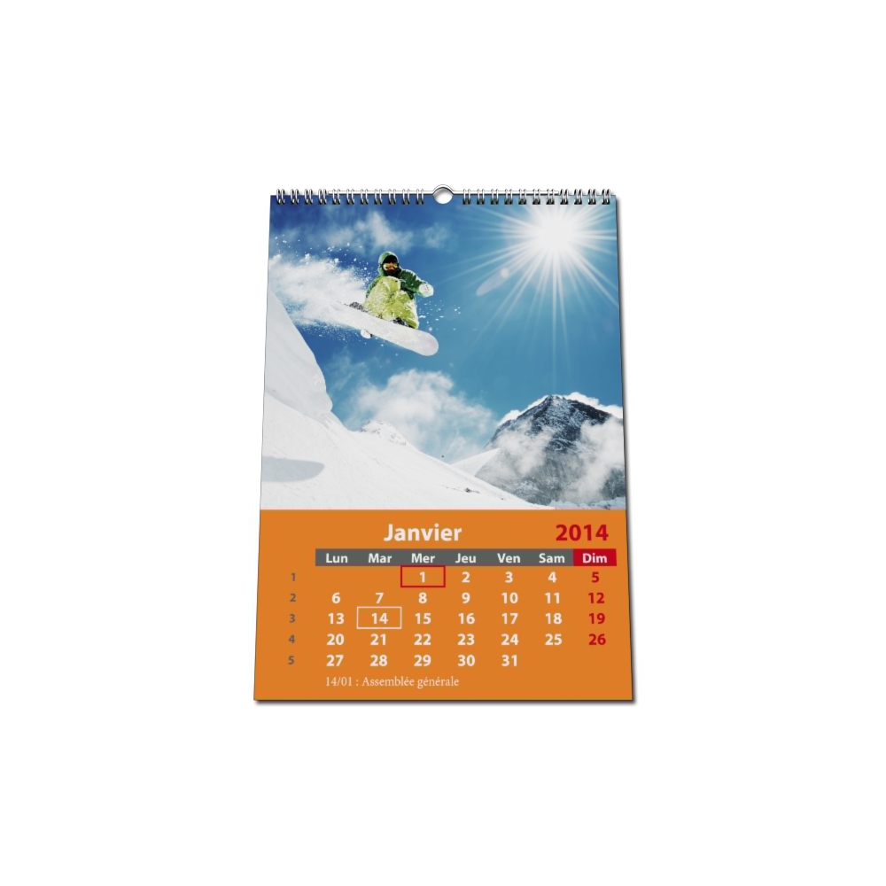 Calendrier entreprise photo personnalisé mural ORANGE A5,A4 ou A3. Calendrier entreprise photo personnalisé mural ORANGE A5,A4 ou A3.