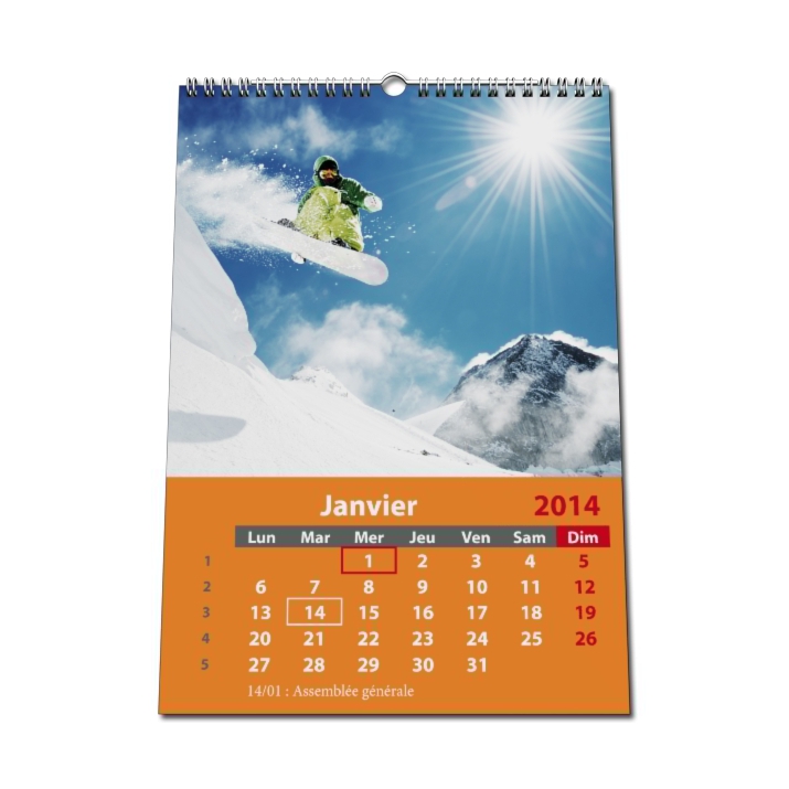 Calendrier entreprise photo personnalisé mural ORANGE A5,A4 ou A3. Calendrier entreprise photo personnalisé mural ORANGE A5,A4 ou A3.