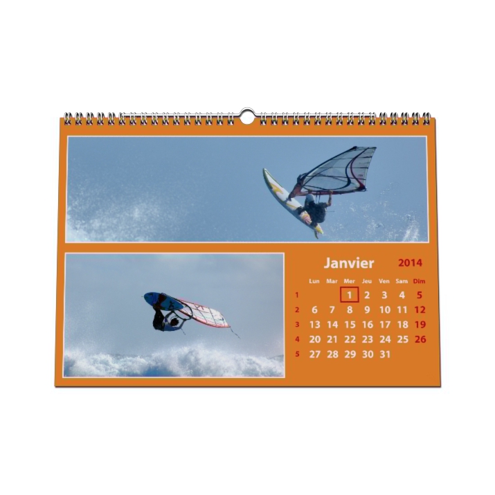 Calendrier photo mural "PANO" 13 pages ORANGE (A5, A4 ou A3) Calendrier photo mural "PANO" 13 pages ORANGE (A5, A4 ou A3)