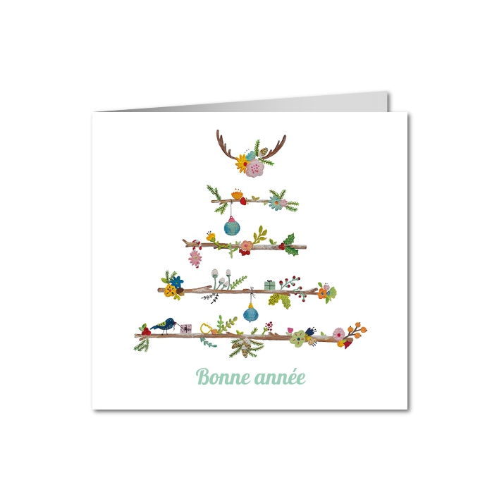 Carte de voeux Format (15 x 14 cm), Sapin creatif