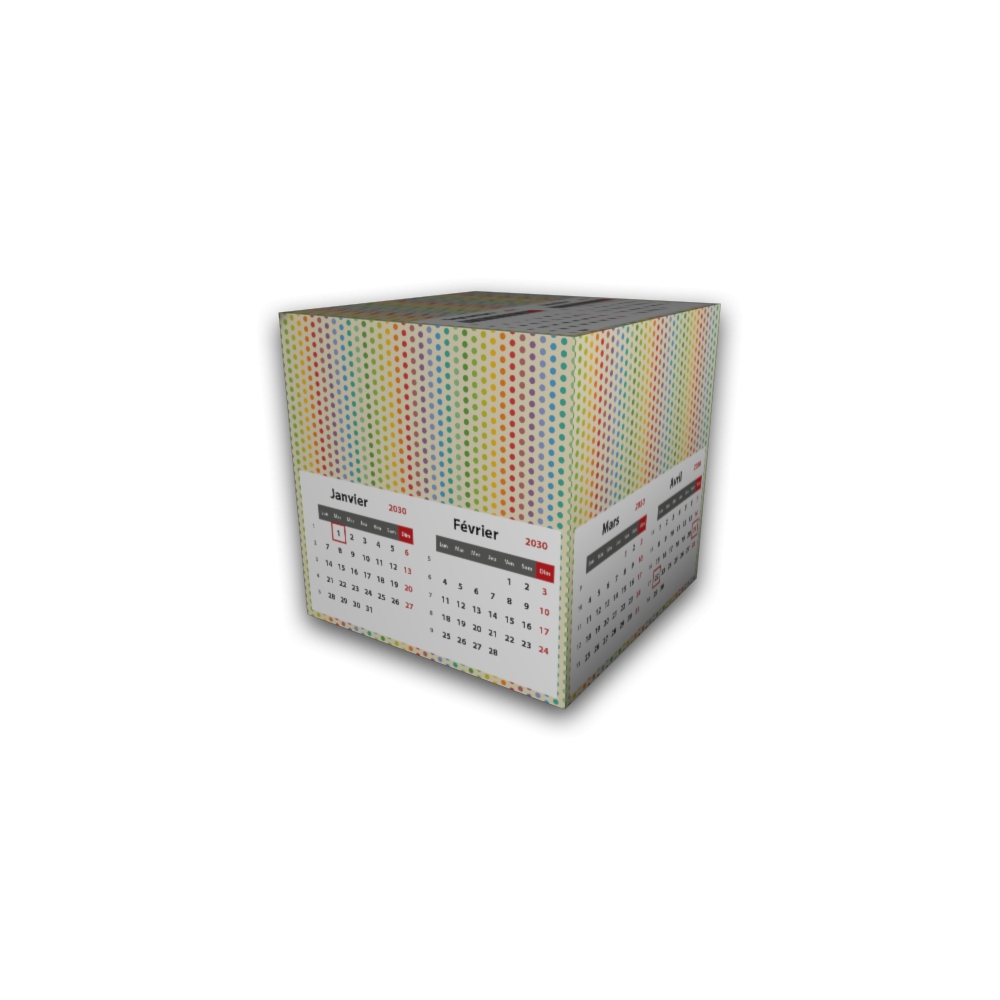 Calendrier Cube douze mois Calendrier Cube douze mois