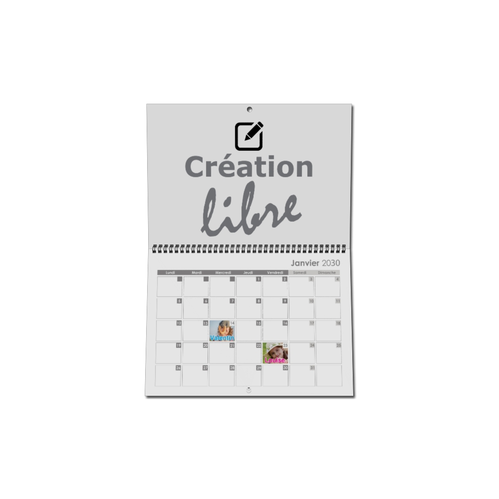 Calendrier photo mural double Calendrier photo mural double
