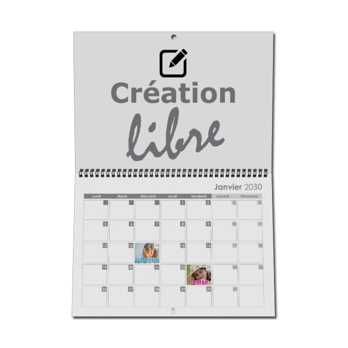 Calendrier photo mural double Calendrier photo mural double