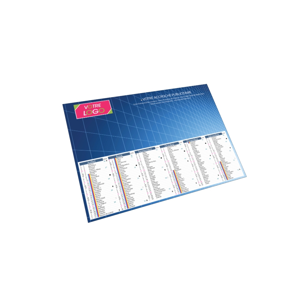 Calendrier bancaire carton Grille en Colonnes - Calendrier entièrement personnalisable en recto/verso