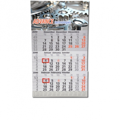 Calendrier 3 mois à feuillets détachables