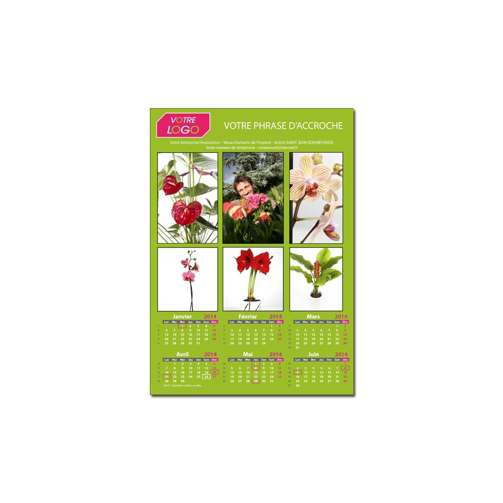Calendrier association entreprise recto (6 mois) Calendrier association entreprise recto (6 mois)