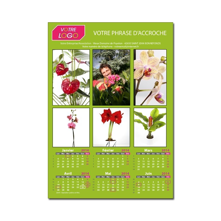Calendrier association entreprise recto (6 mois) Calendrier association entreprise recto (6 mois)