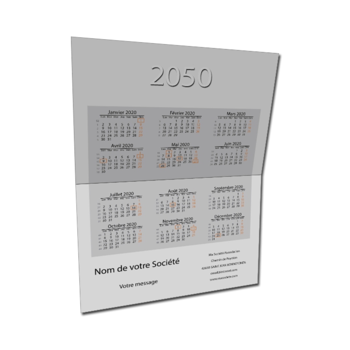 Carte calendrier photo - Intérieur personnalisable avec calendrier