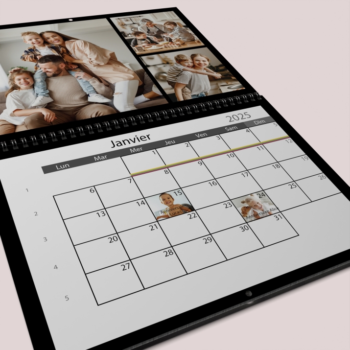 Calendrier photo mural double