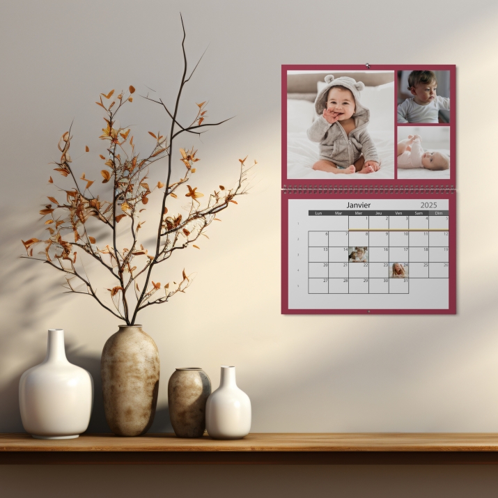 Calendrier photo mural double