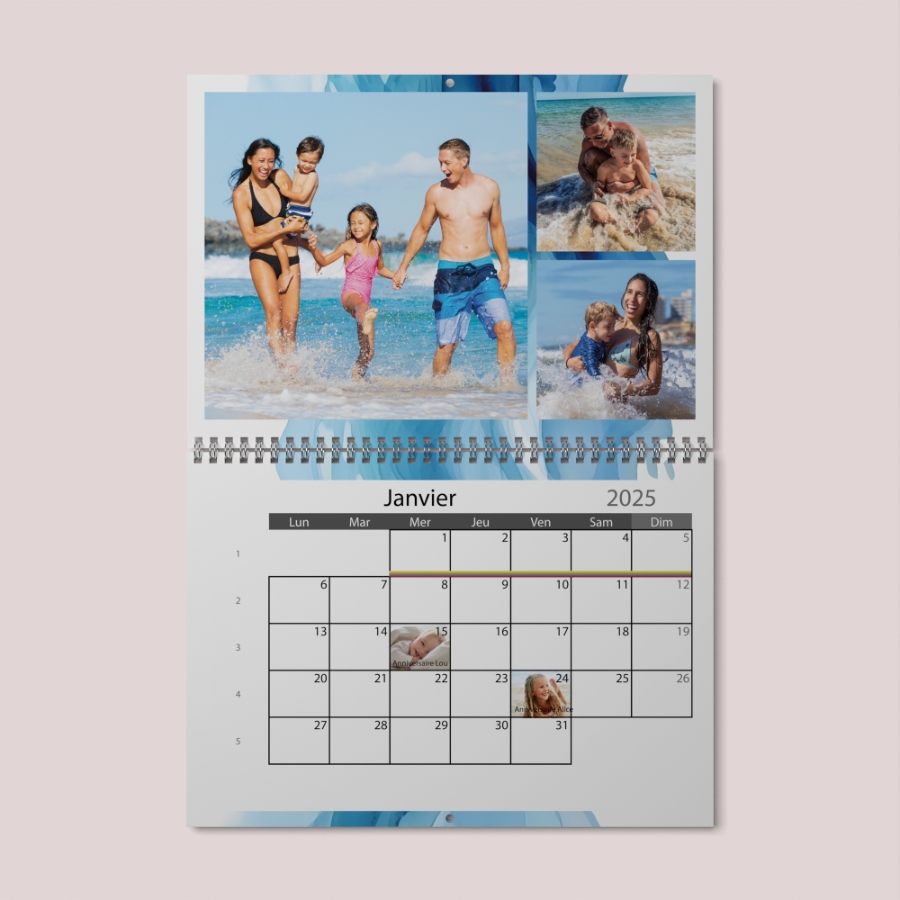 Calendrier photo mural double