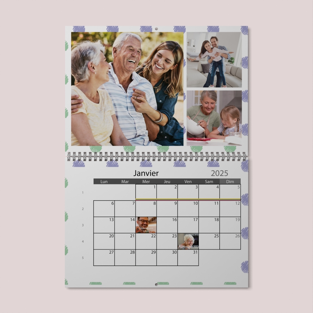 Calendrier photo mural double