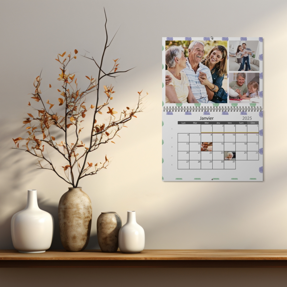 Calendrier photo mural double