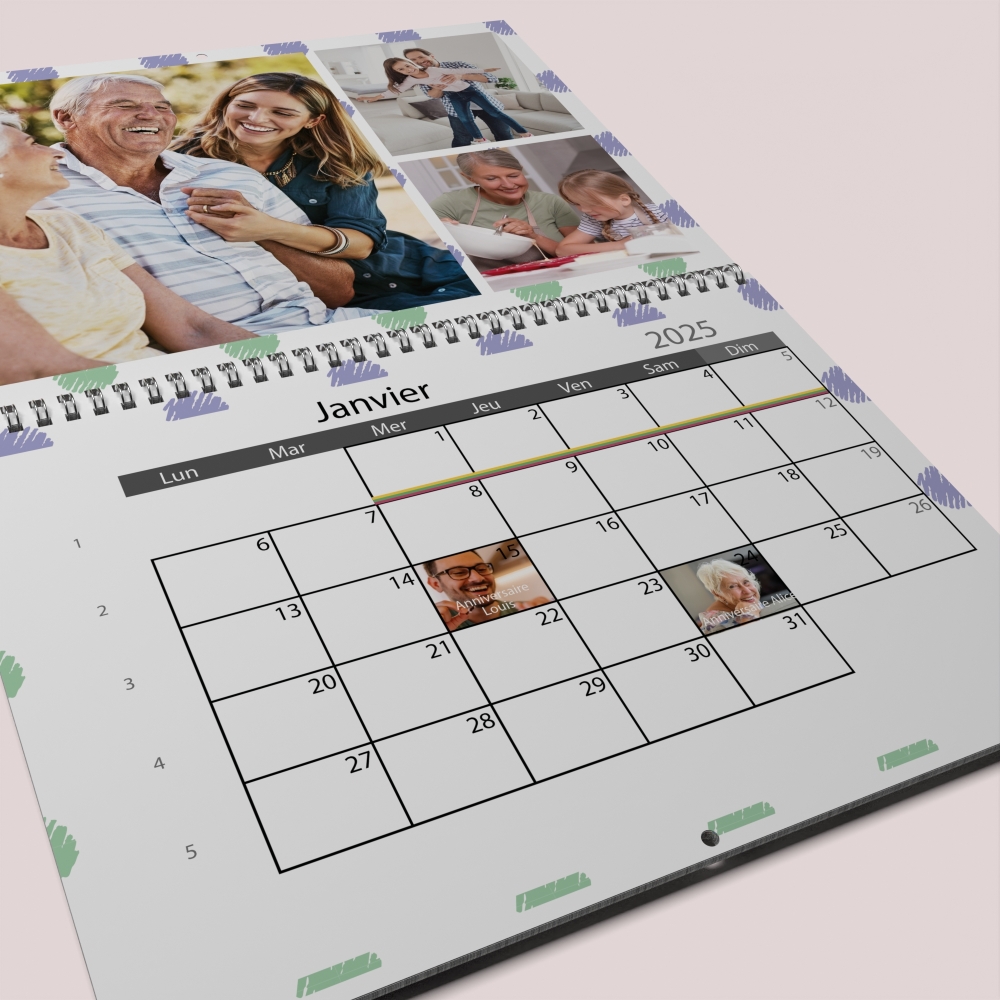 Calendrier photo mural double