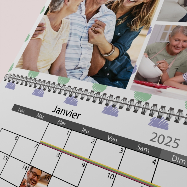 Calendrier photo mural double