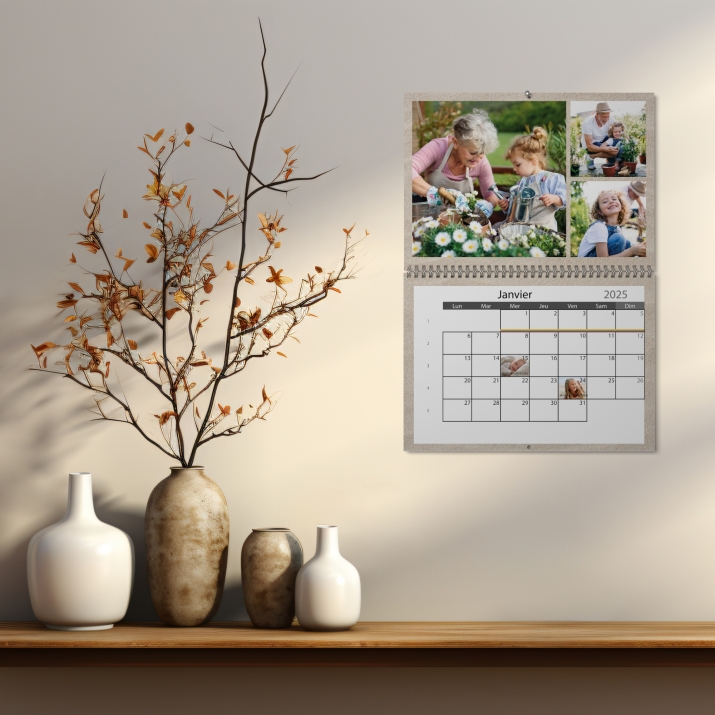 Calendrier photo mural double