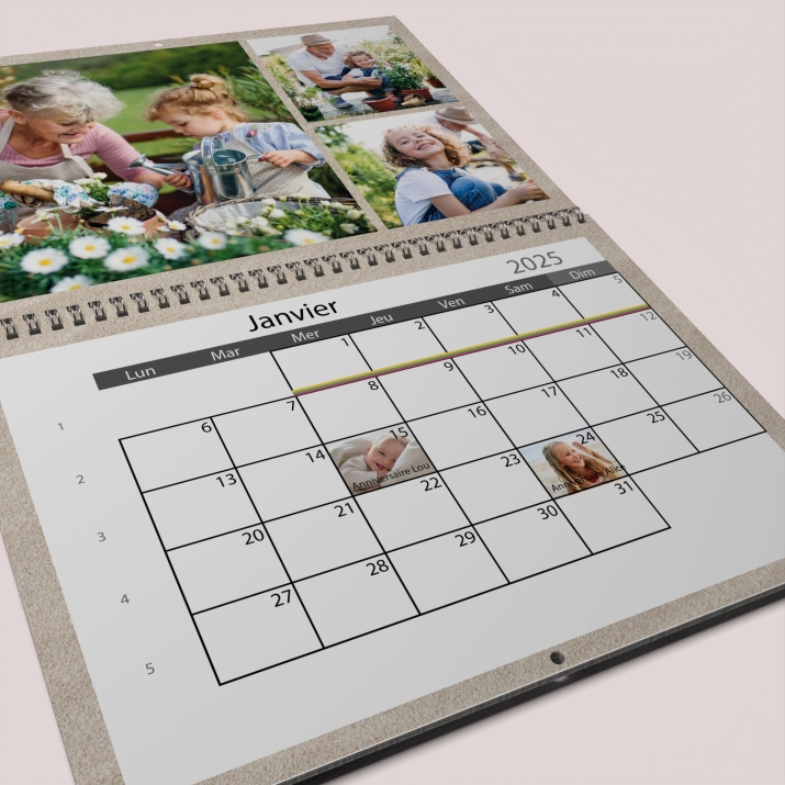 Calendrier photo mural double