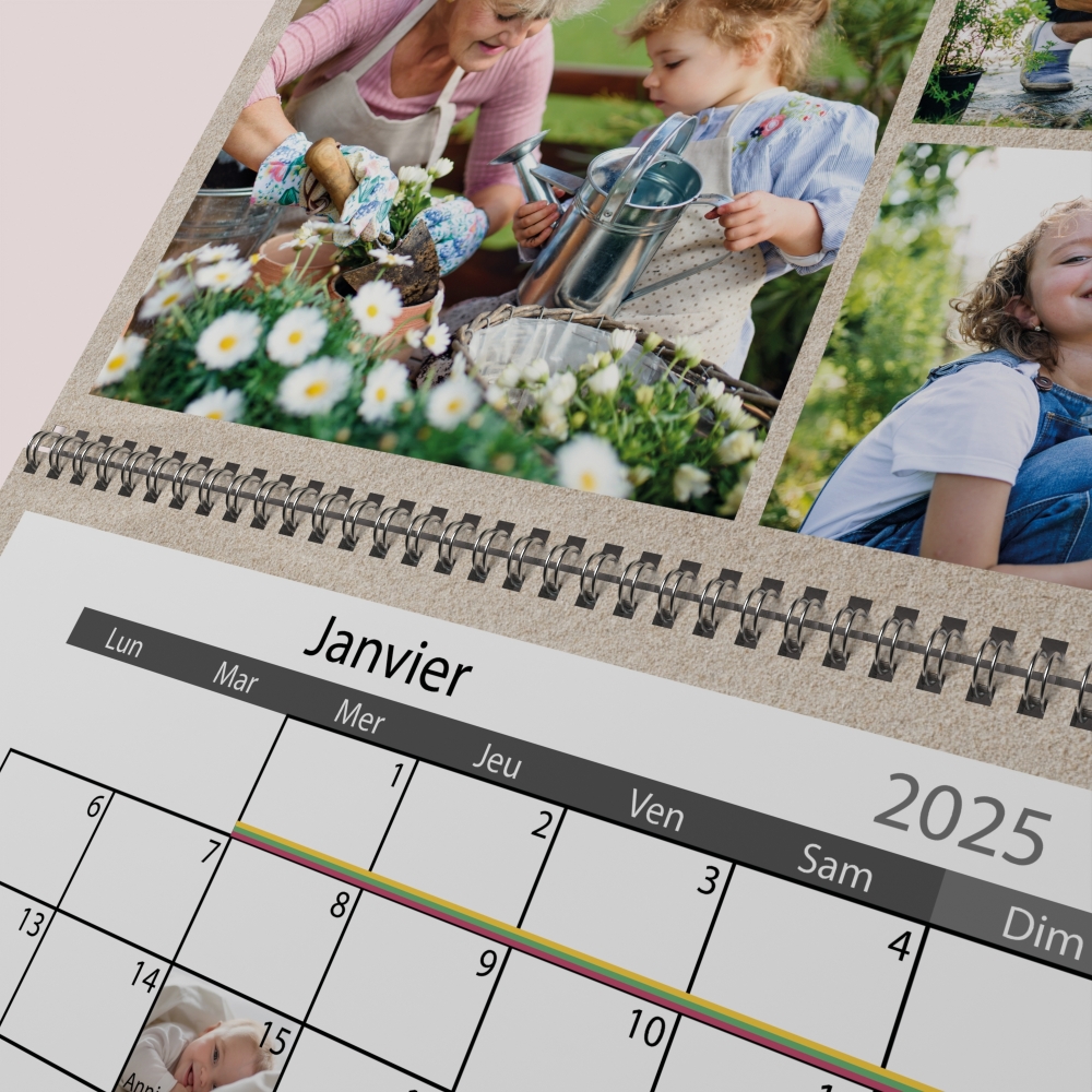 Calendrier photo mural double