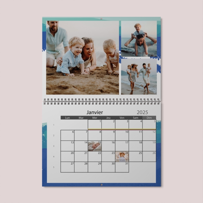 Calendrier photo mural double