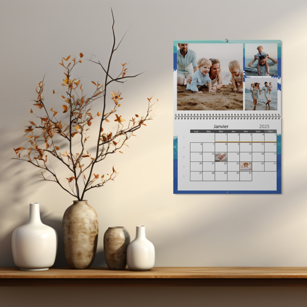 Calendrier photo mural double