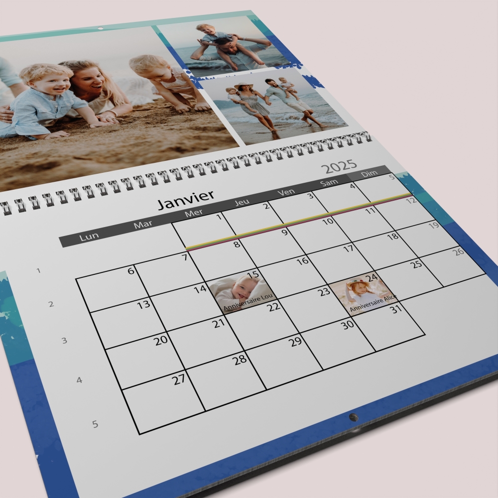 Calendrier photo mural double