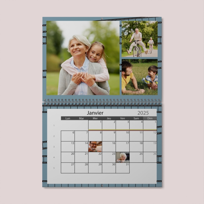 Calendrier photo mural double