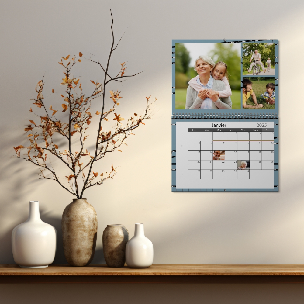 Calendrier photo mural double