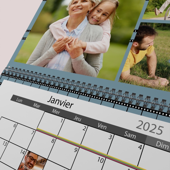 Calendrier photo mural double