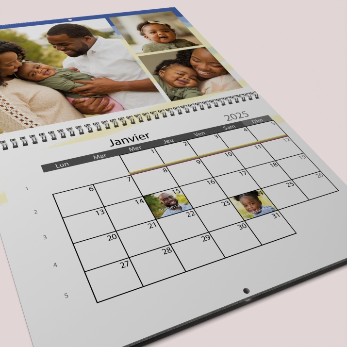 Calendrier photo mural double