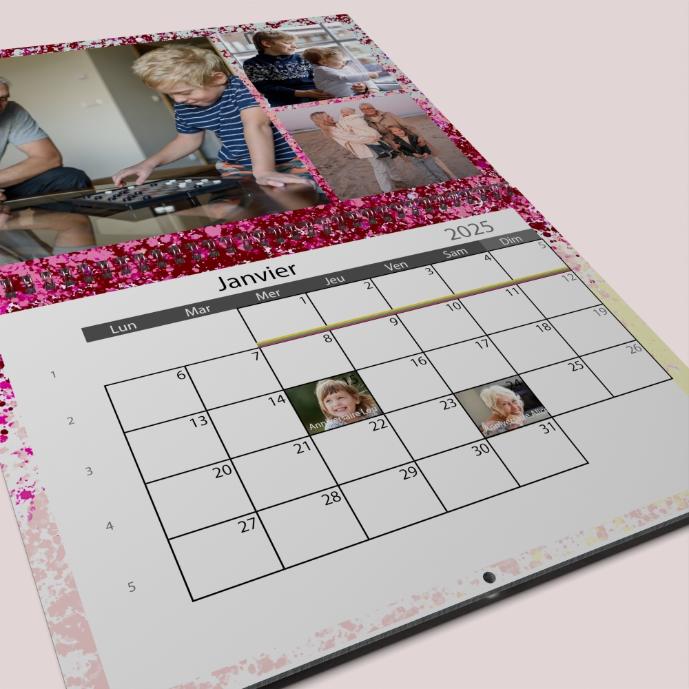 Calendrier photo mural double