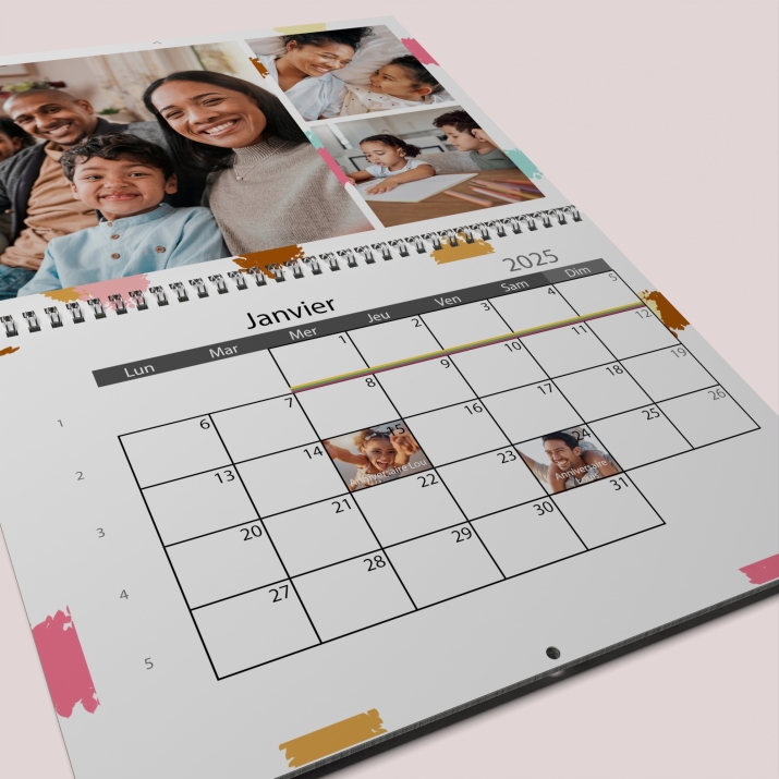 Calendrier photo mural double