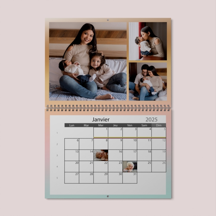 Calendrier photo mural double