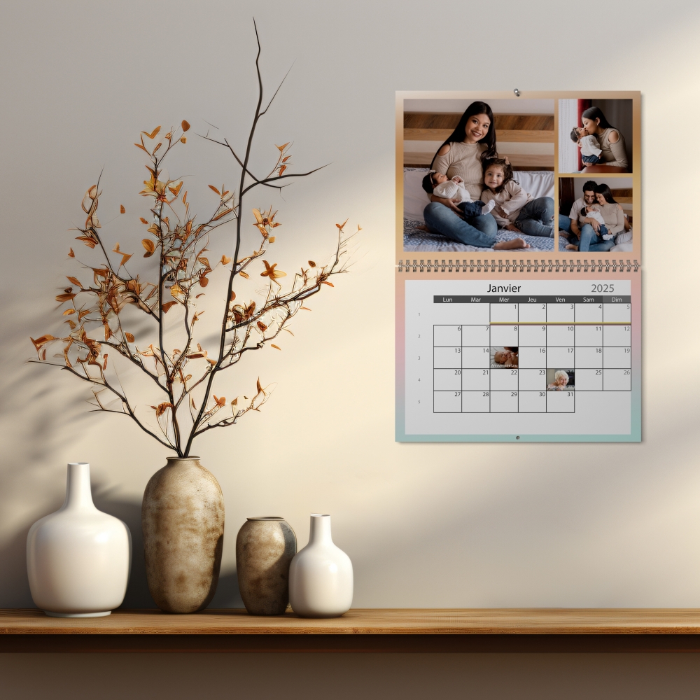 Calendrier photo mural double