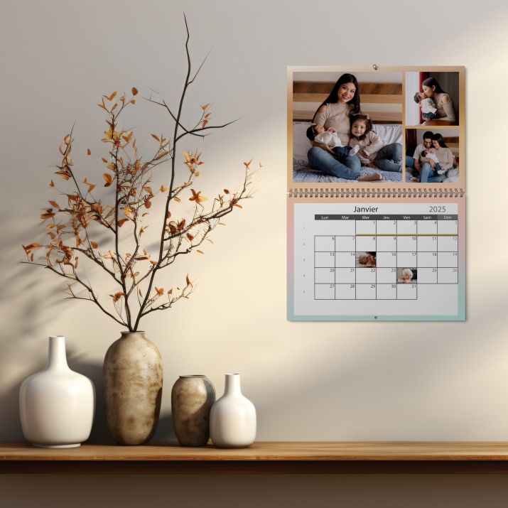 Calendrier photo mural double