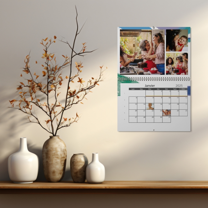 Calendrier photo mural double