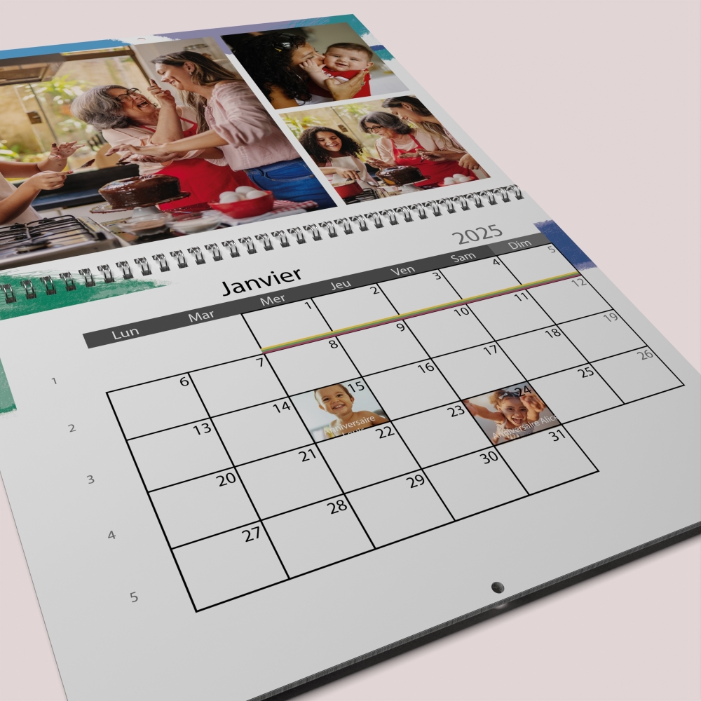 Calendrier photo mural double