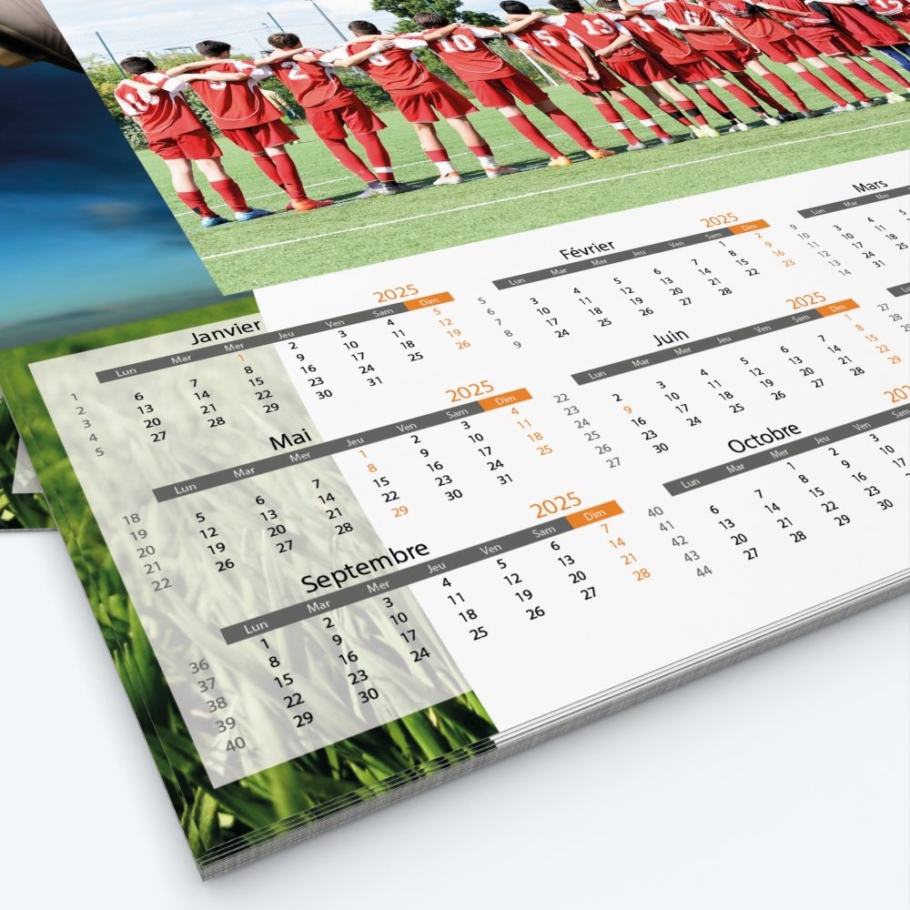 Calendrier photo Maillot de Football - Grille calendaire personnalisable