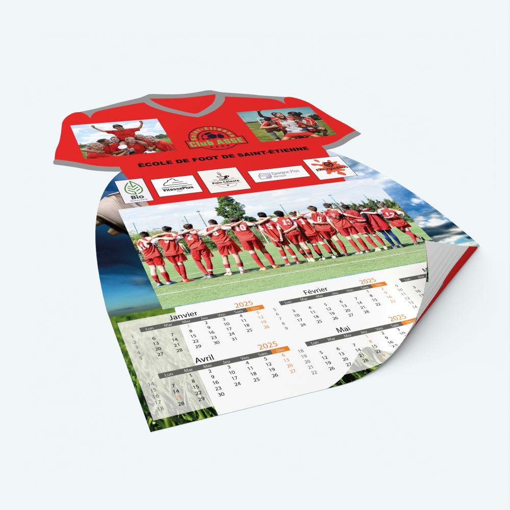 Calendrier photo Maillot de Football - Impression recto/verso pour plus de photos