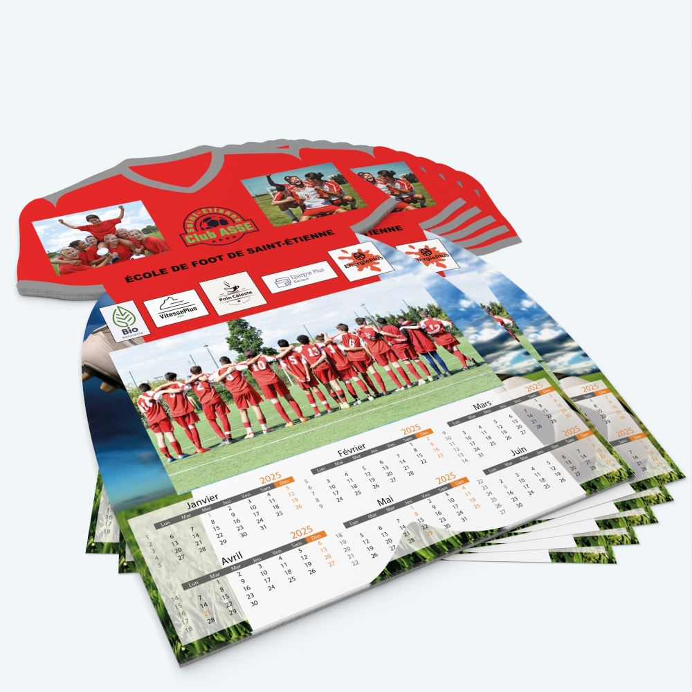 Calendrier photo Maillot de Football - Minimum de commande : 25 exemplaires