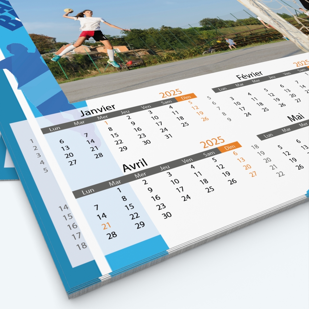 Calendrier photo Maillot de Handball - Grille calendaire personnalisable