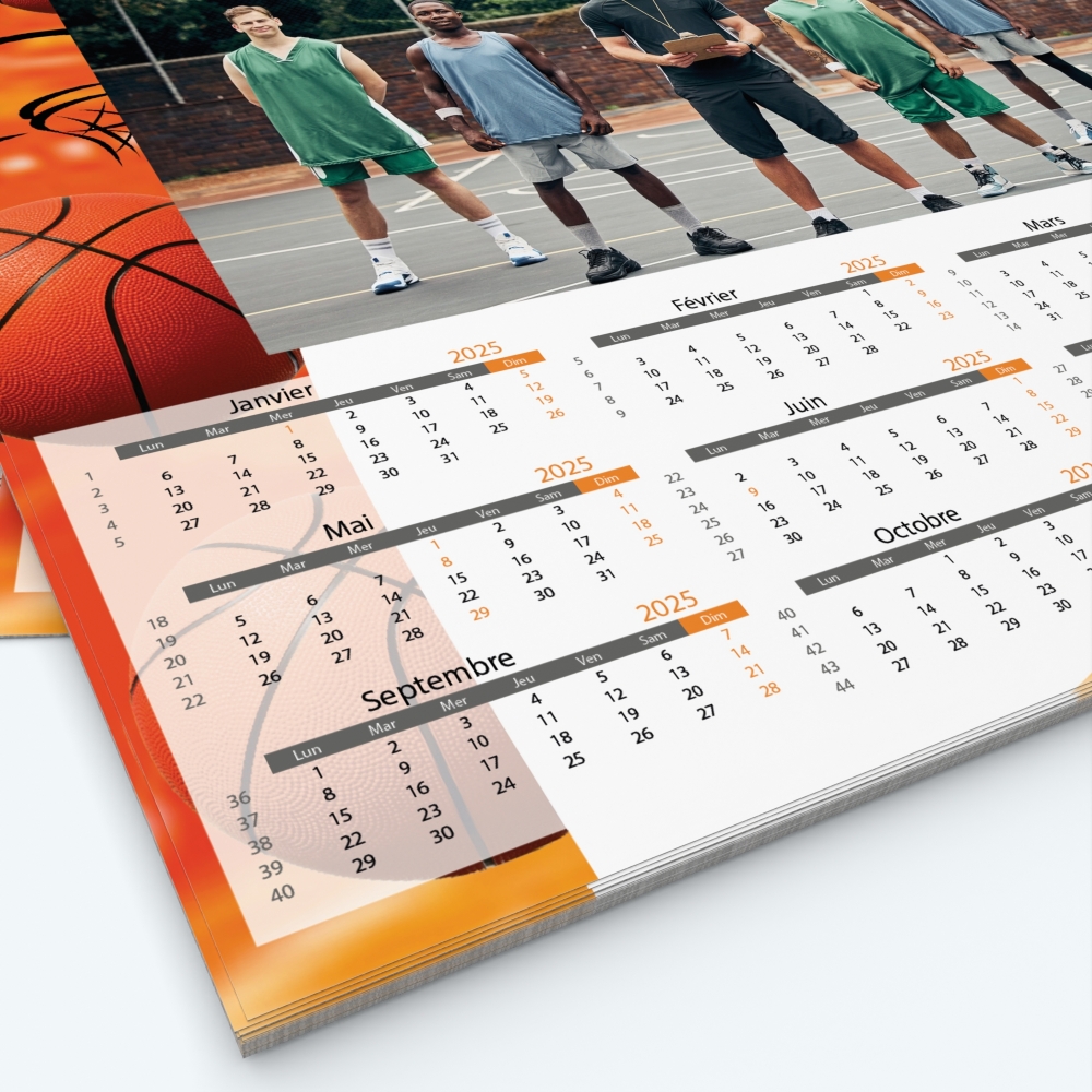 Calendrier photo Maillot de Basket - Grille calendaire personnalisable