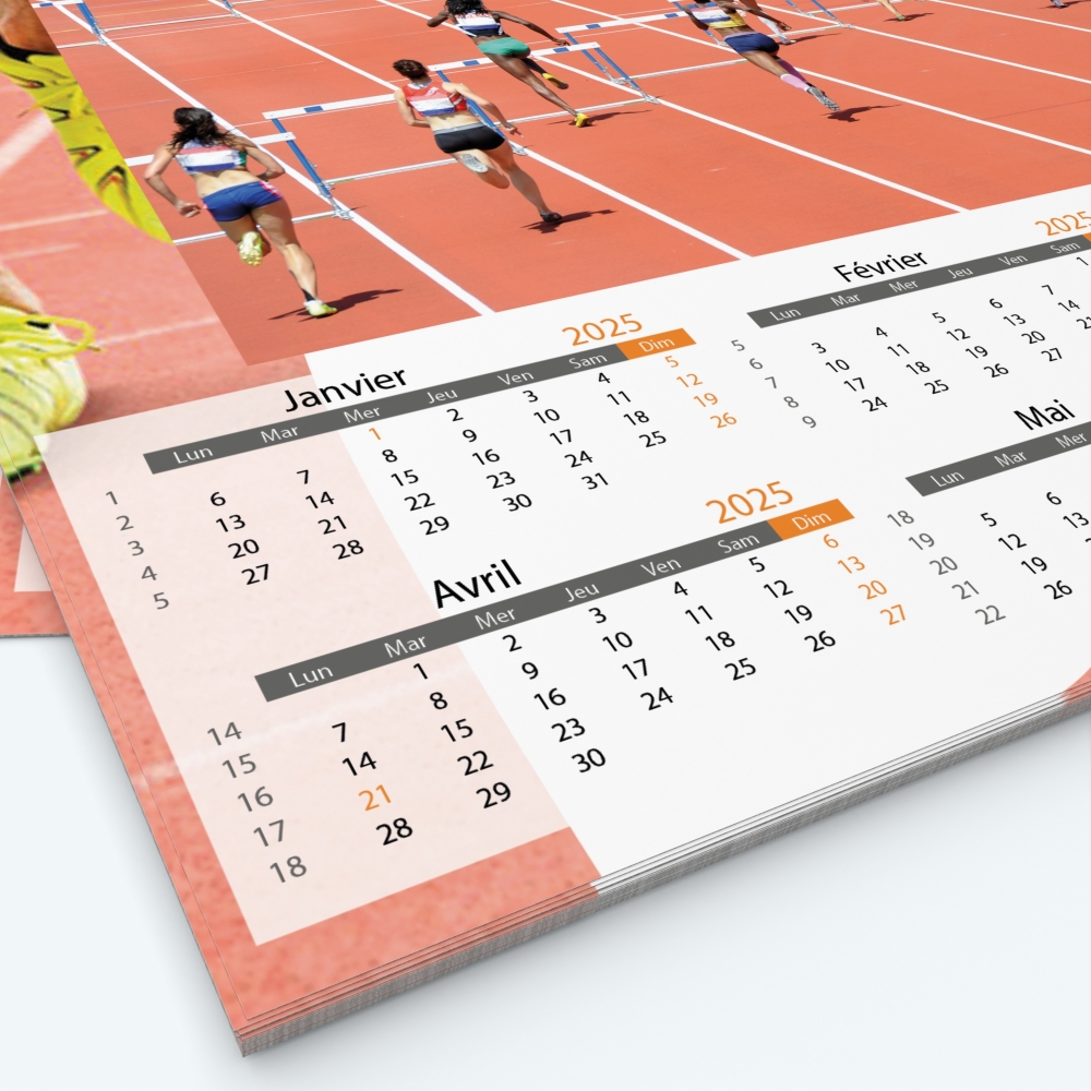 Calendrier photo Maillot de Athlétisme - Grille calendaire personnalisable