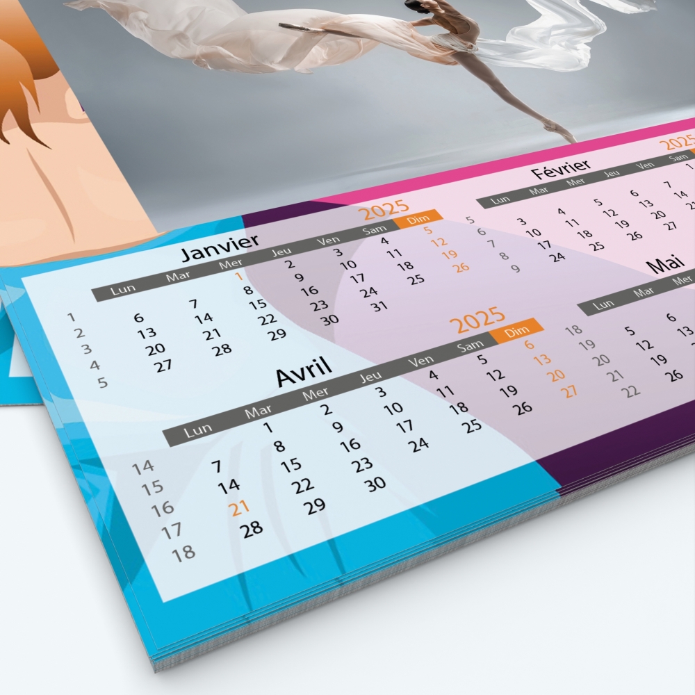 Calendrier photo Maillot de Danse - Grille calendaire personnalisable