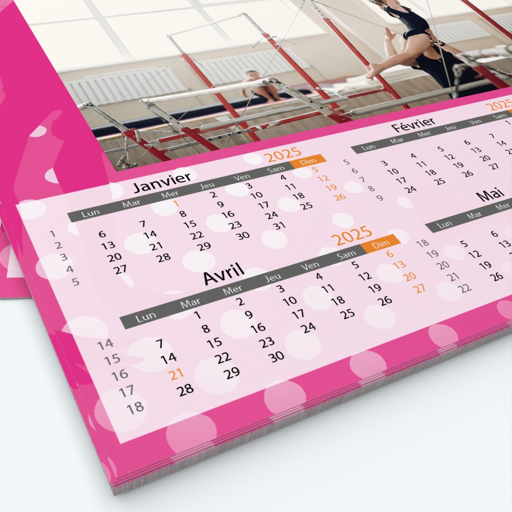 Calendrier photo Maillot de Gym - Grille calendaire personnalisable