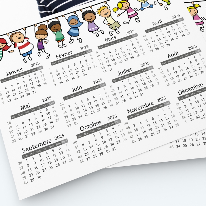 Pack multi calendriers - Grille calendaire utile et pratique