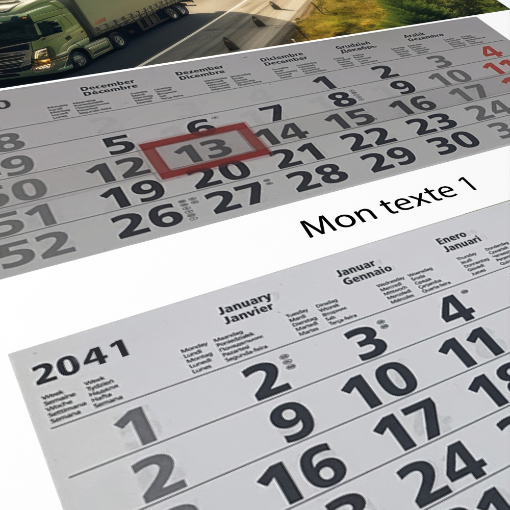 Calendrier 4 blocs à feuillets détachables - Réglette coulissante pour marquer la date du jour