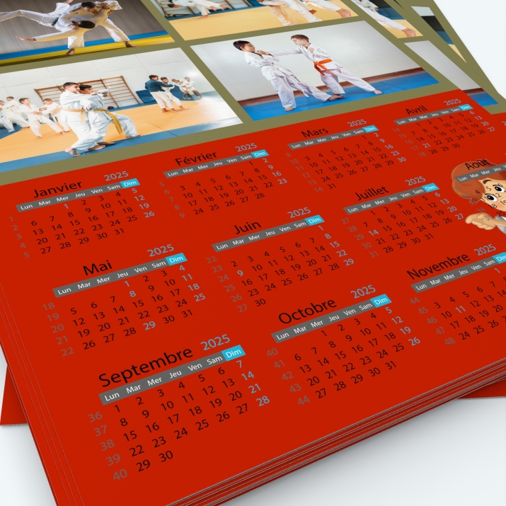 Calendrier photo une page XL - Grille calendaire personnalisable