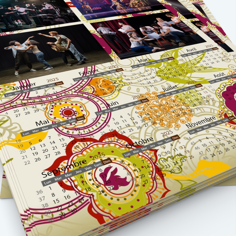 Calendrier photo une page - Grille calendaire personnalisable