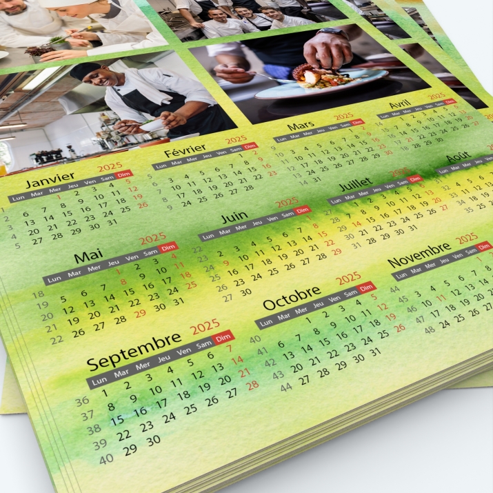 Calendrier photo une page - Grille calendaire personnalisable